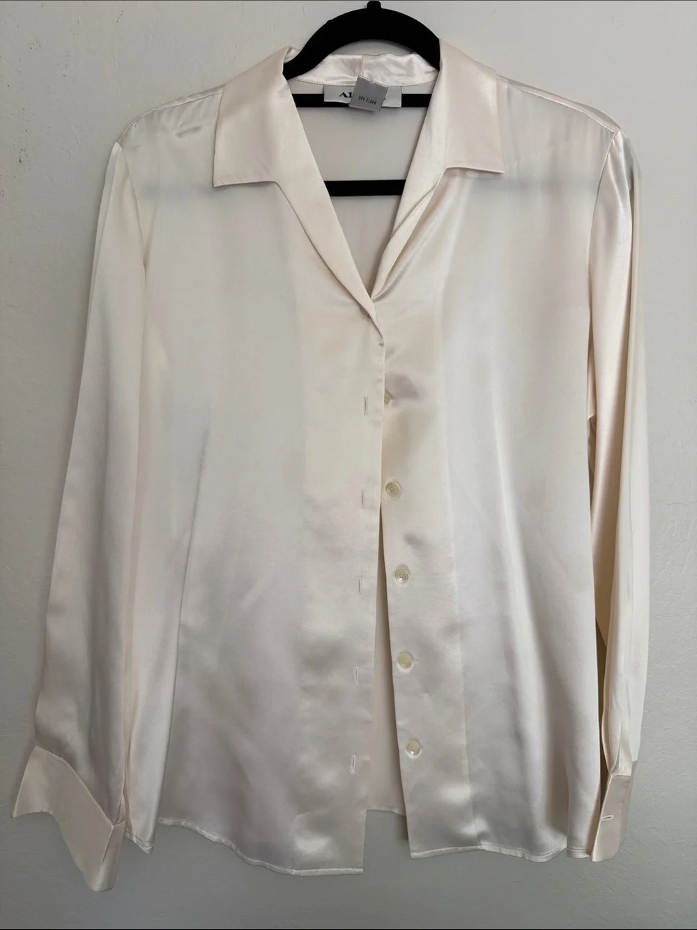 Silk Ivory Button-Up Blouse - Picture 1 of 5